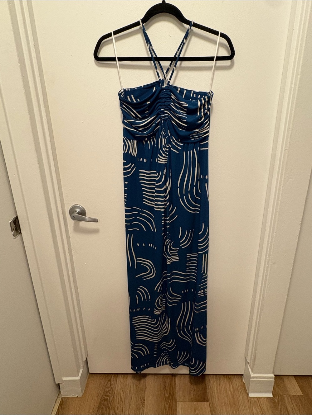 Gilli Blue and White Striped Print Maxi Dress
